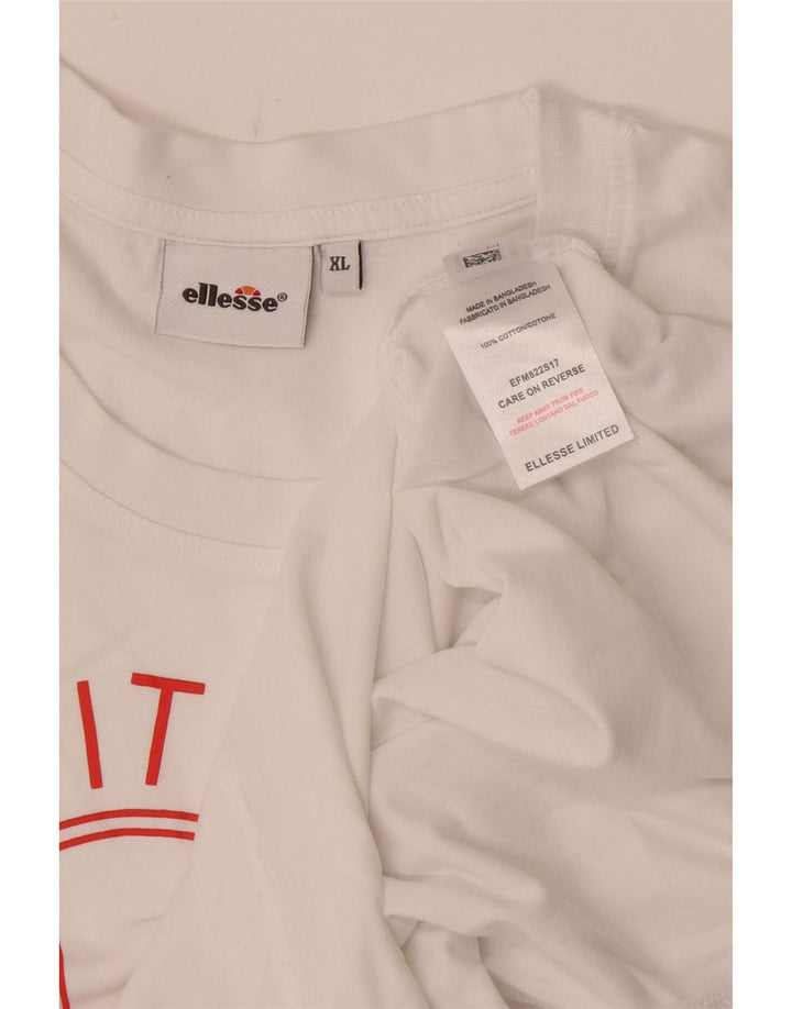 ELLESSE Mens Graphic Vest Top XL White Cotton
