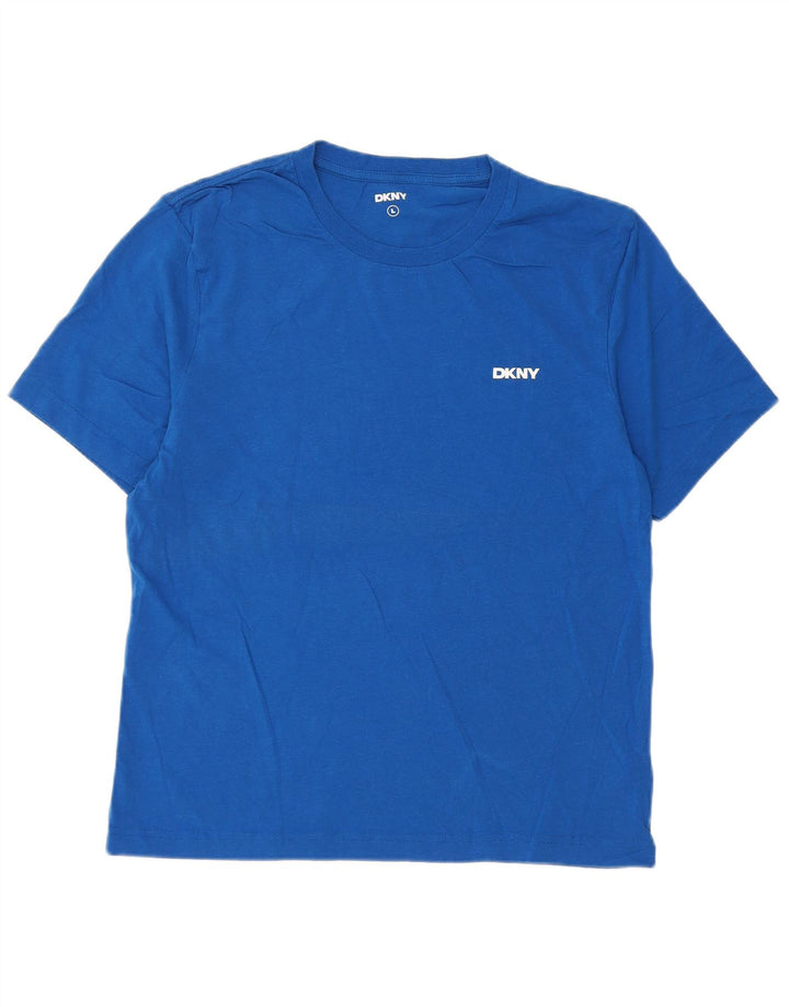Dkny Womens T-Shirt Top UK 14 Large Blue Cotton