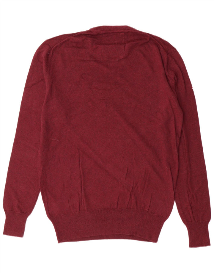 SUPERDRY Mens Crew Neck Jumper Sweater Medium Maroon Cotton