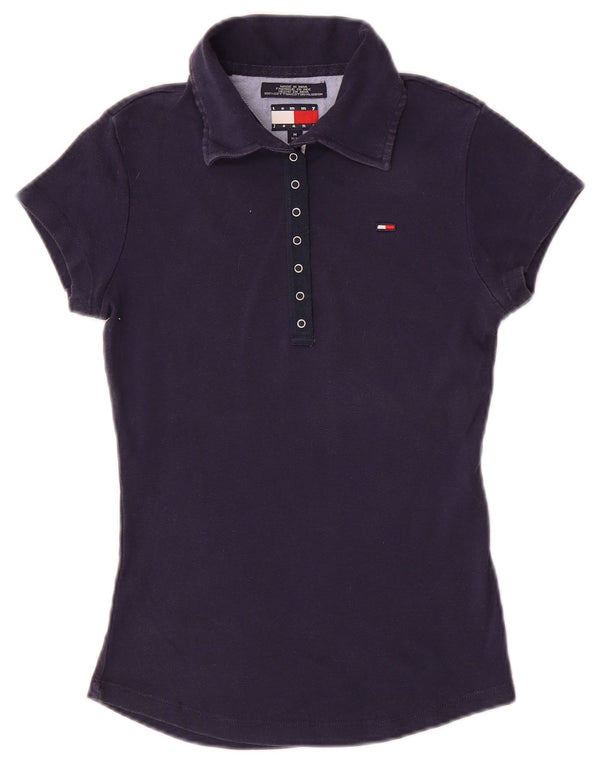 Tommy Hilfiger Womens Polo Shirt UK 12 Medium Navy Blue Cotton