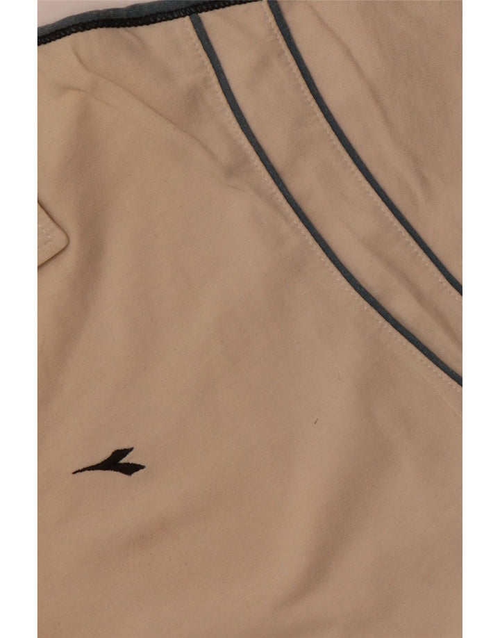DIADORA Mens Polo Shirt Large Beige Colourblock Cotton