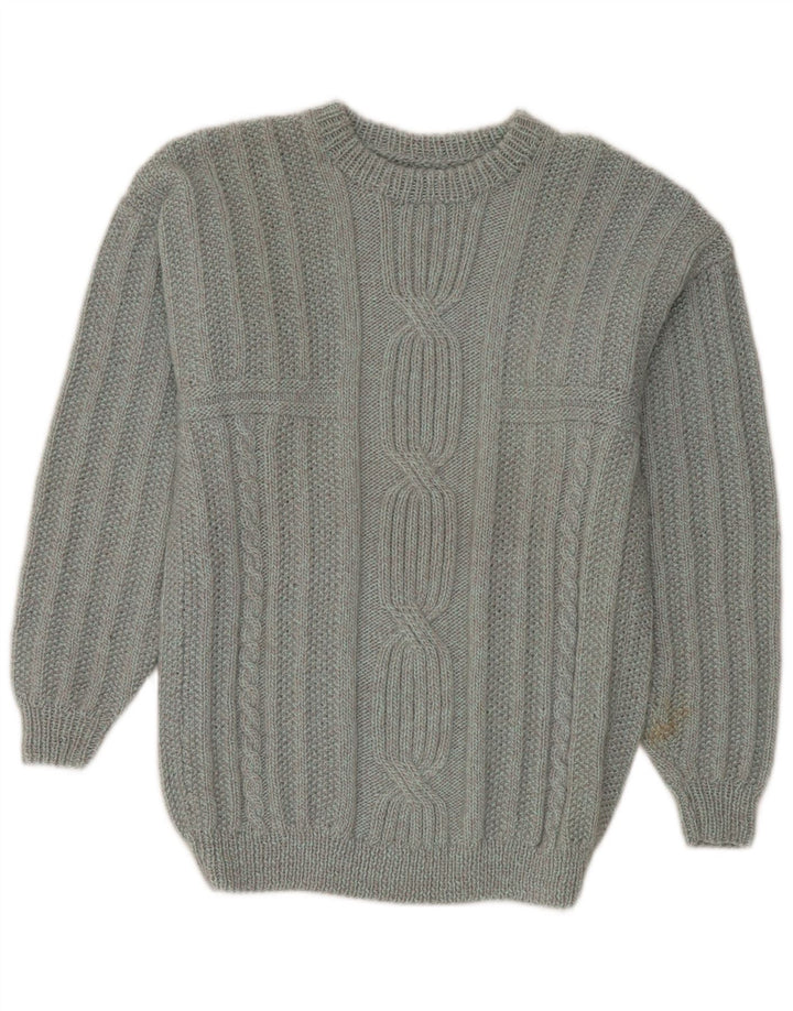 Vintage Mens Crew Neck Jumper Sweater Medium Grey