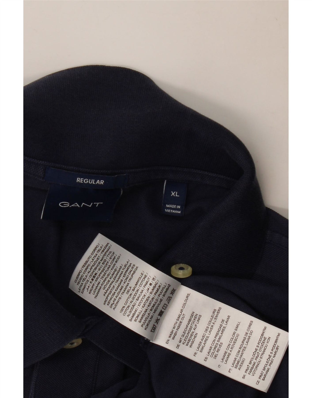 GANT Mens Regular Long Sleeve Polo Shirt XL Navy Blue Cotton