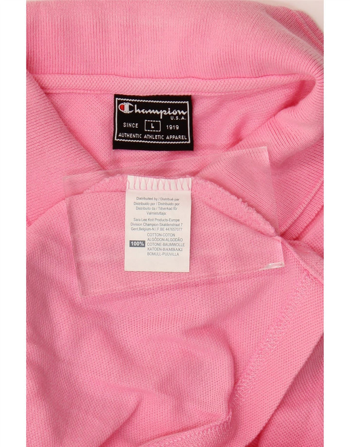 CHAMPION Womens Sleeveless Polo Shirt UK 14 Large Pink Cotton