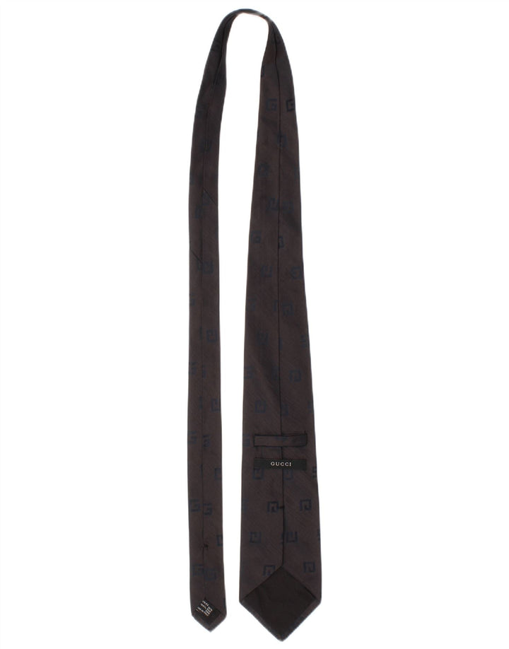 Gucci Mens Tie One Size Grey Silk Classic