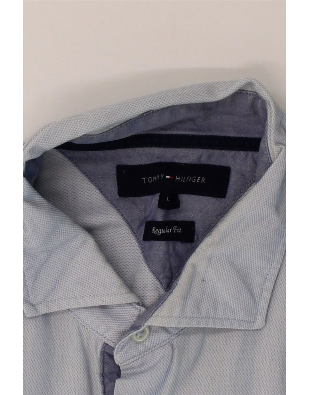 TOMMY HILFIGER Mens Regular Fit Shirt Large Blue Cotton Vintage Tommy Hilfiger and Second-Hand Tommy Hilfiger from Messina Hembry 