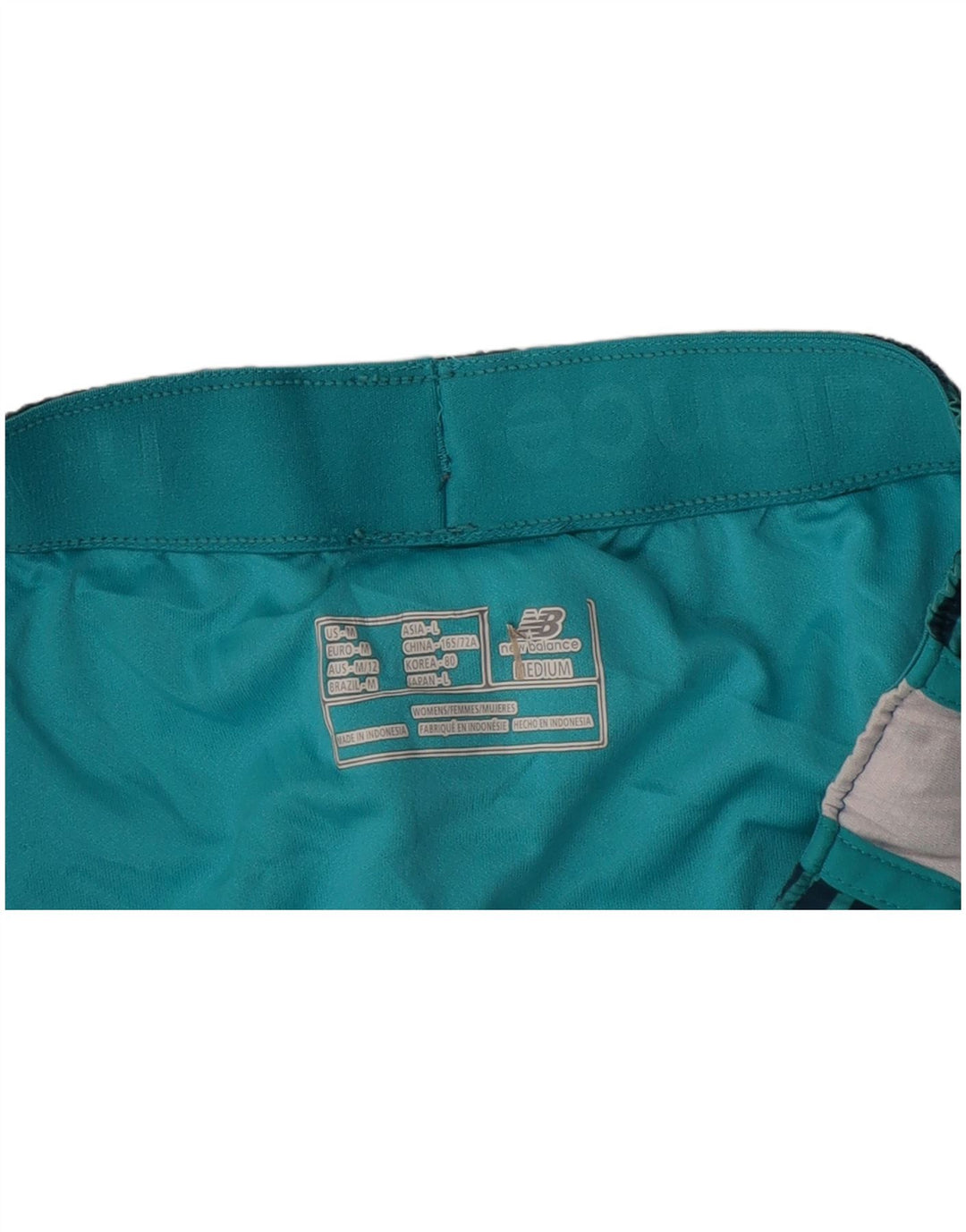 NEW BALANCE Womens Sport Shorts UK 14 Medium Navy Blue Striped