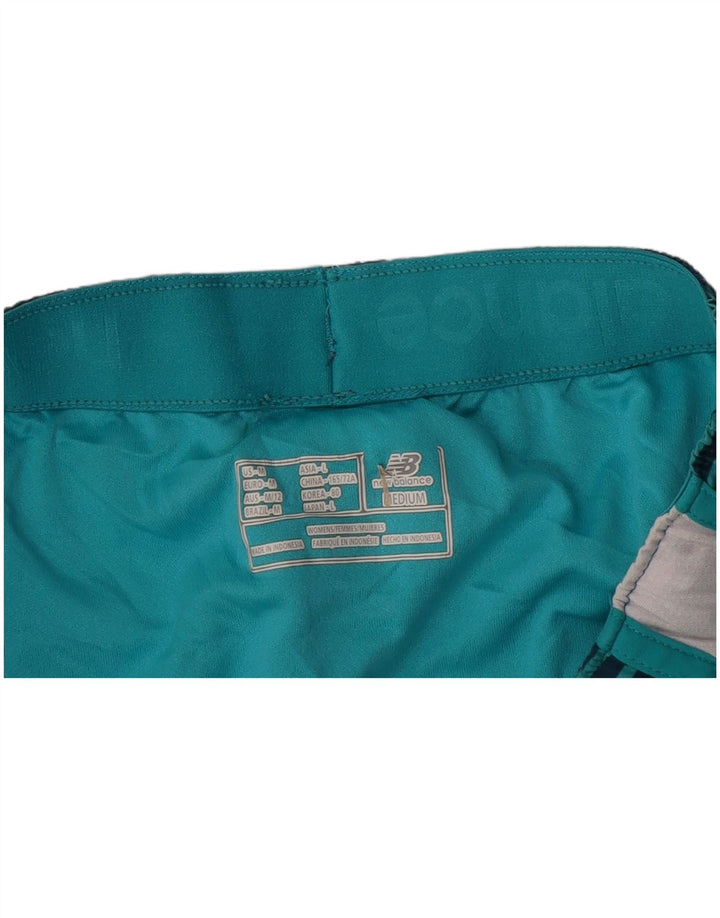 NEW BALANCE Womens Sport Shorts UK 14 Medium Navy Blue Striped