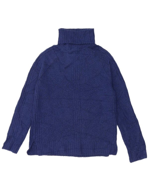 Marks & Spencer Womens Roll Neck Jumper Sweater UK 6 XS Blue Acrylic