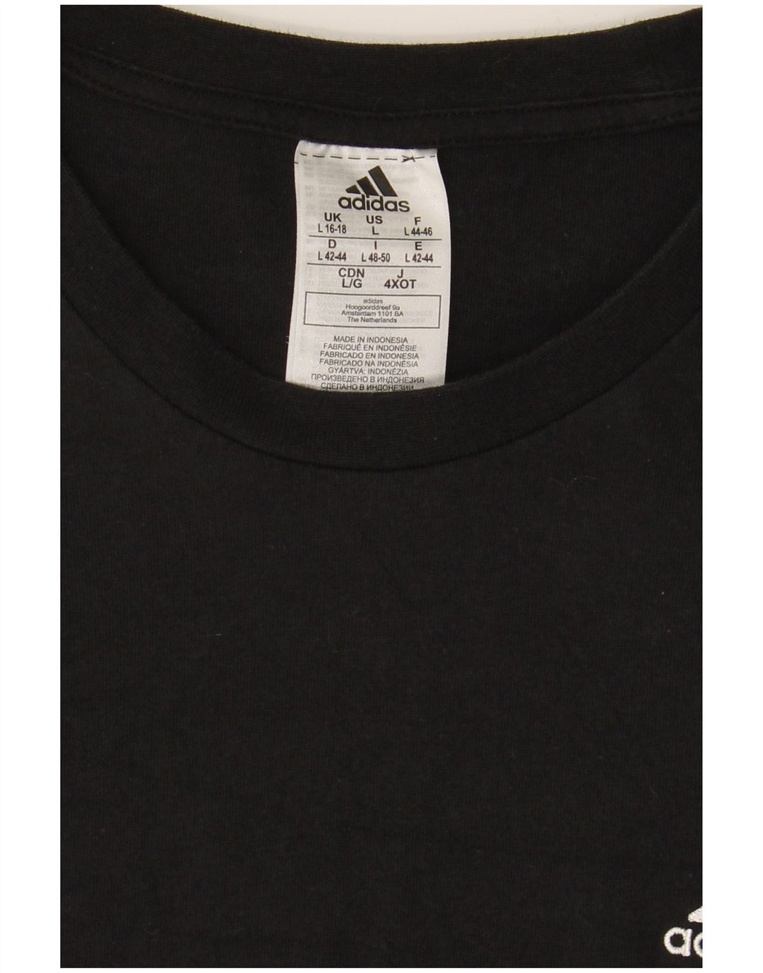 ADIDAS Womens Top Long Sleeve UK 16/18 Large Black Cotton