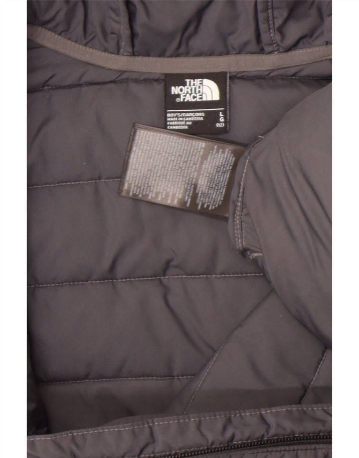 The North Face Boys Hooded Padded Jacket 11-12 Years Large Grey Polyester
