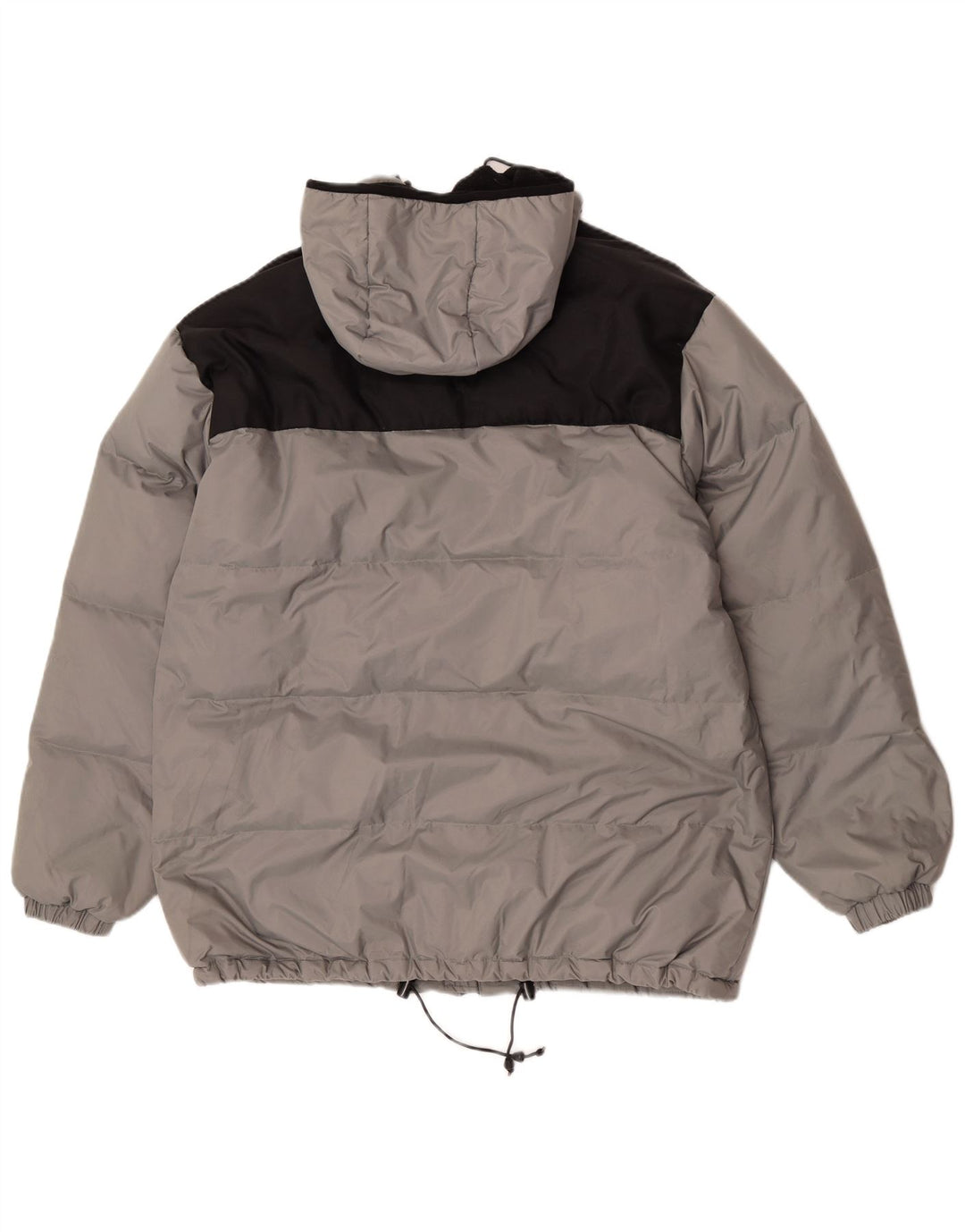 Fishbone Mens Hooded Padded Jacket UK 38 Medium Grey Colourblock Nylon