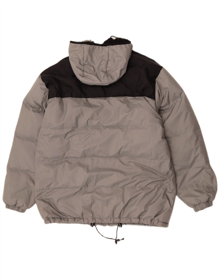 Fishbone Mens Hooded Padded Jacket UK 38 Medium Grey Colourblock Nylon