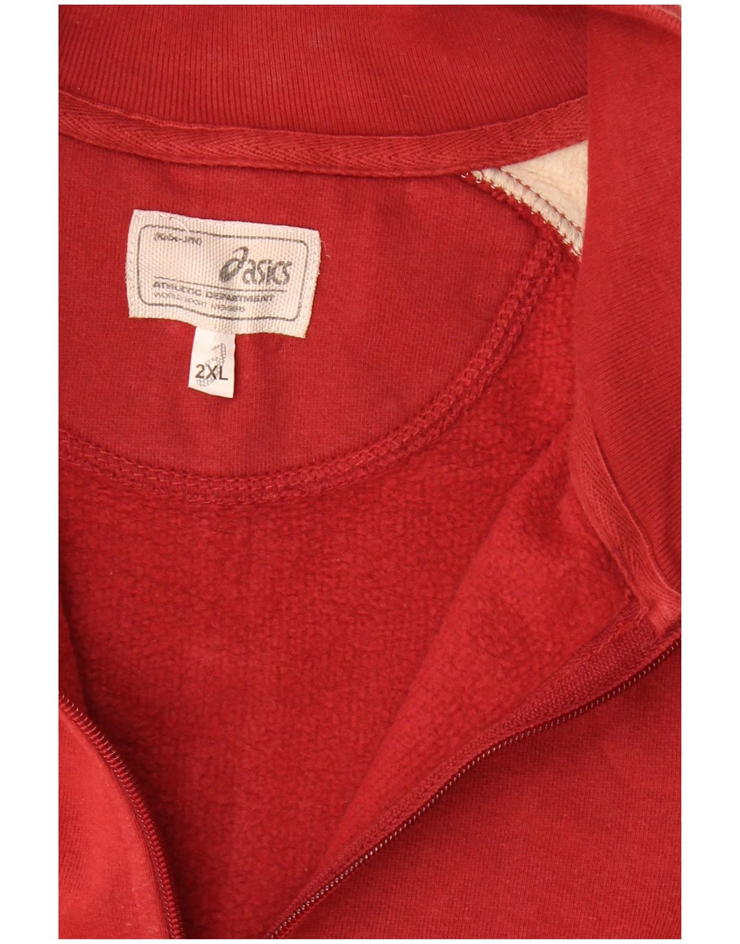 ASICS Mens Zip Neck Sweatshirt Jumper 2XL Red Colourblock Cotton