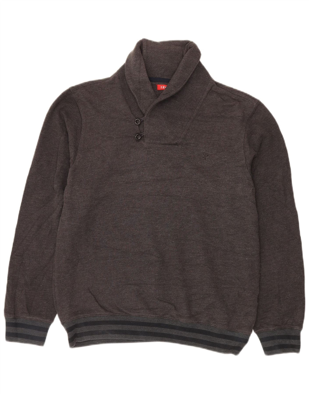 IZOD Mens Shawl Neck Jumper Sweater Medium Grey Cotton