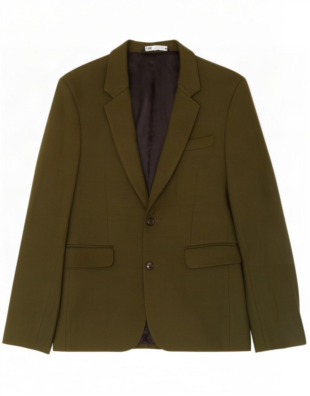 Zara Mens 2 Button Blazer Jacket EU 48 Medium Green Viscose