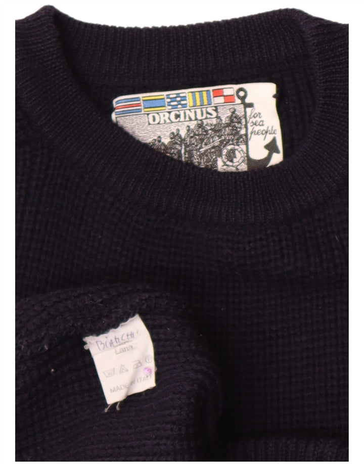 Orcinus Mens Crew Neck Jumper Sweater Medium Navy Blue Wool