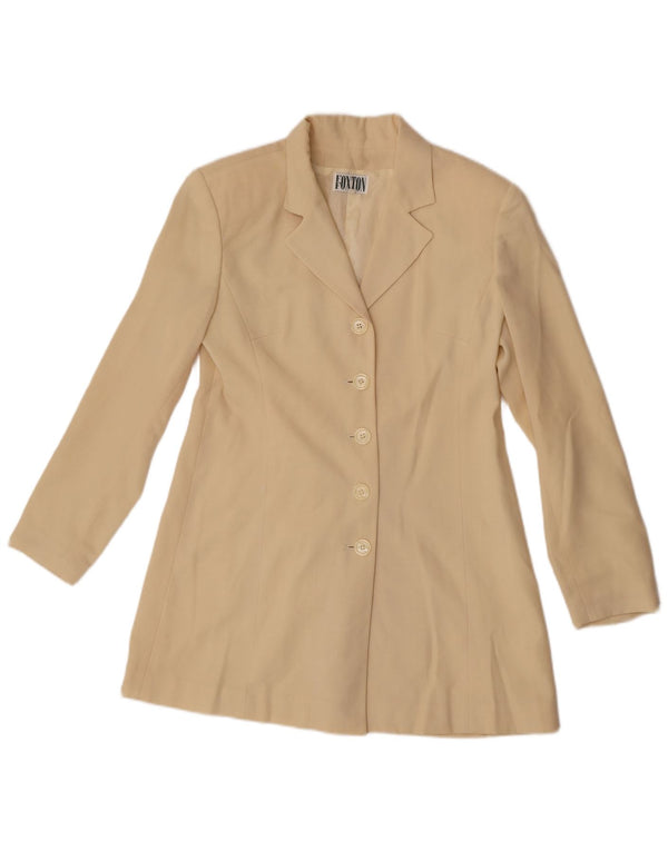 Vintage Womens Overcoat IT 40 Small Beige Acetate