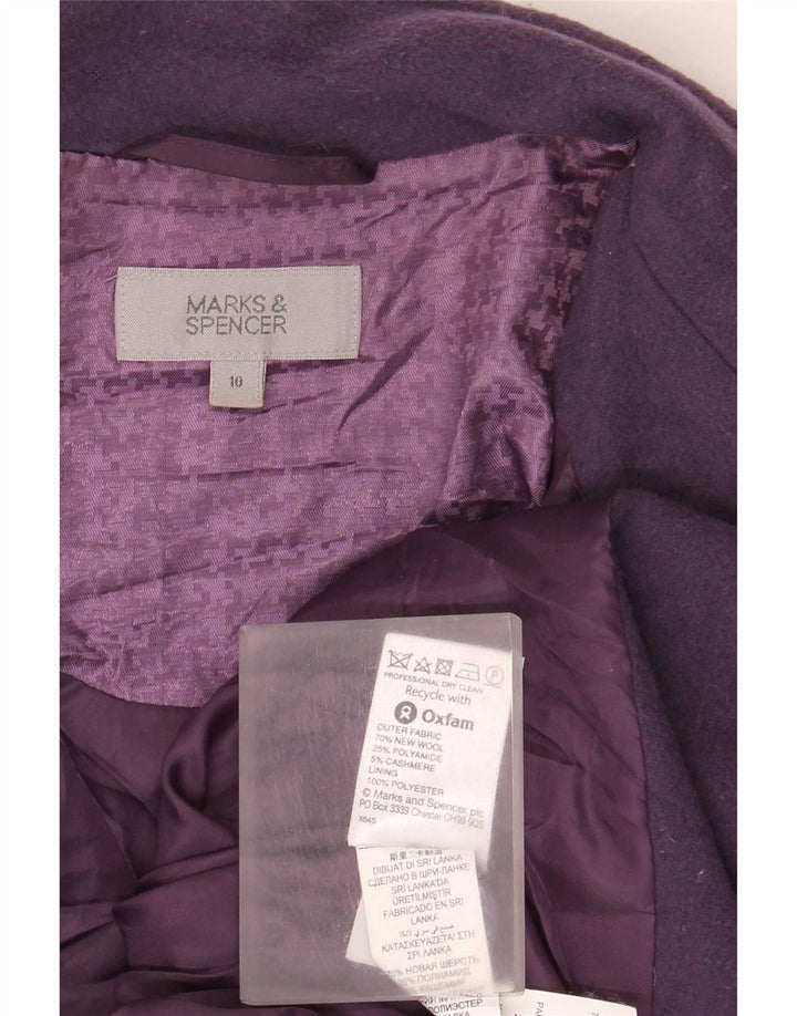 Marks & Spencer Womens Oversized Overcoat UK 10 Small Purple New Wool