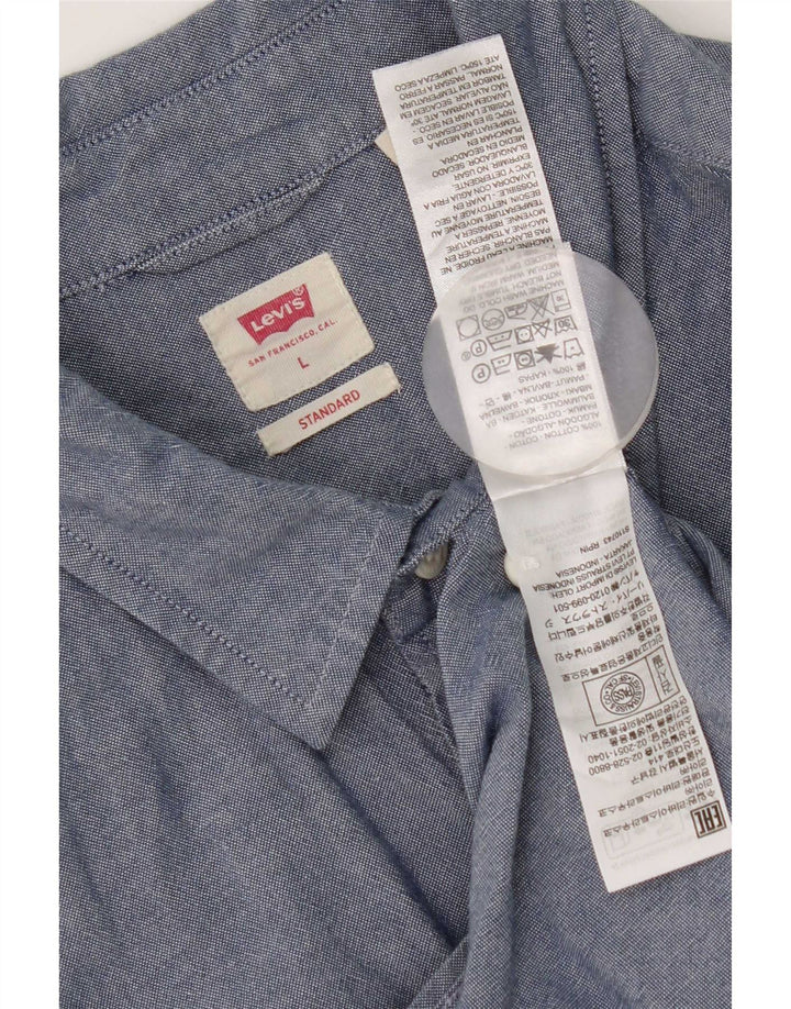 Levi's Mens Standard Fit Shirt Large Navy Blue Cotton