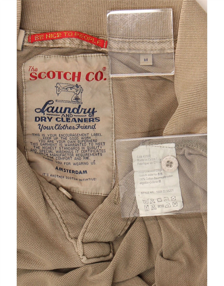 SCOTCH & SODA Mens Polo Shirt Medium Beige Cotton Vintage Scotch & Soda and Second-Hand Scotch & Soda from Messina Hembry 