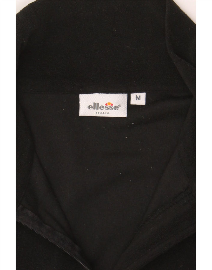 ELLESSE Mens Zip Neck Fleece Jumper Medium Black Polyester Vintage Ellesse and Second-Hand Ellesse from Messina Hembry 