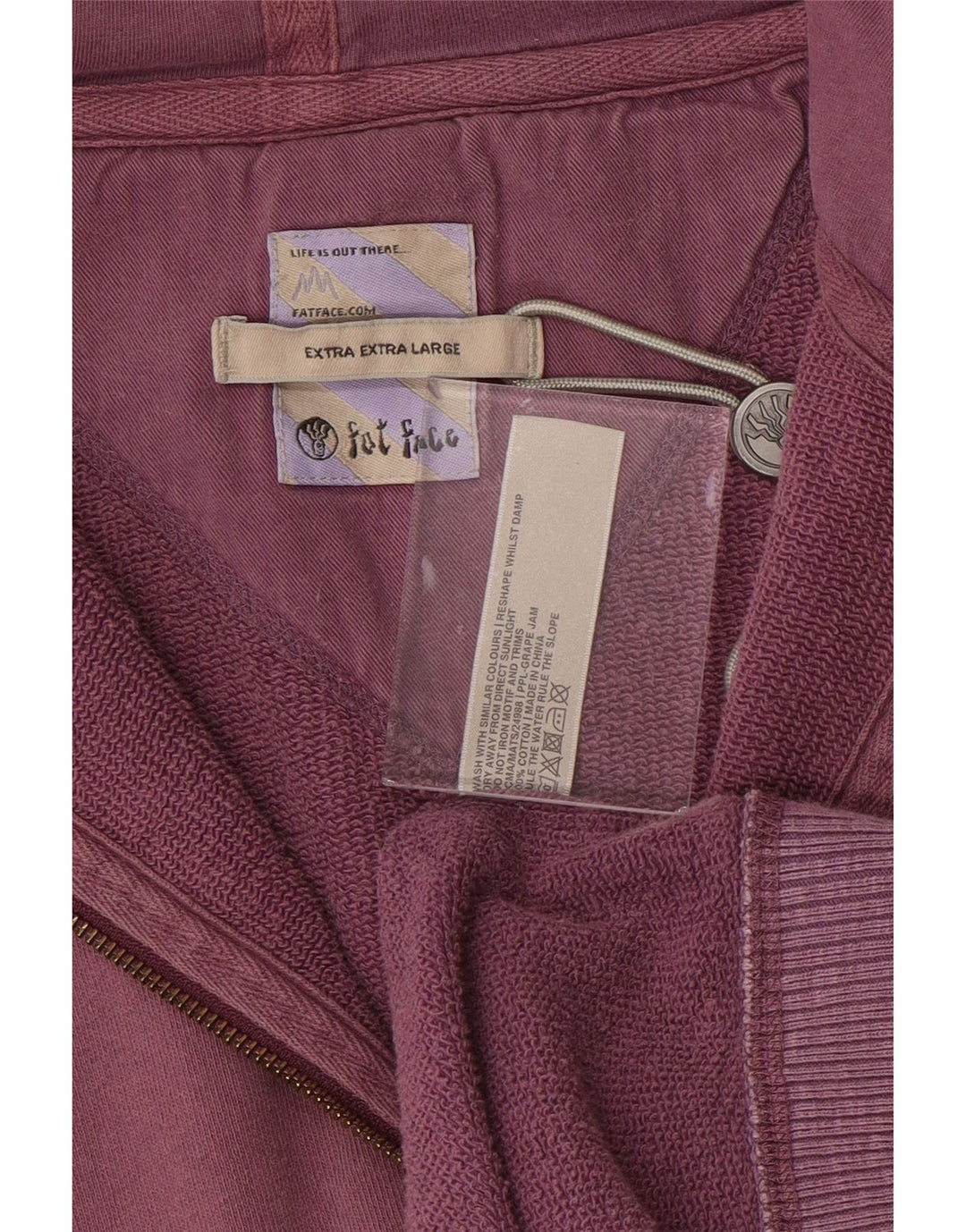 FAT FACE Mens Zip Hoodie Sweater 2XL Purple Cotton