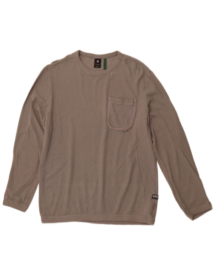 G-STAR Mens Top Long Sleeve Large Grey Cotton