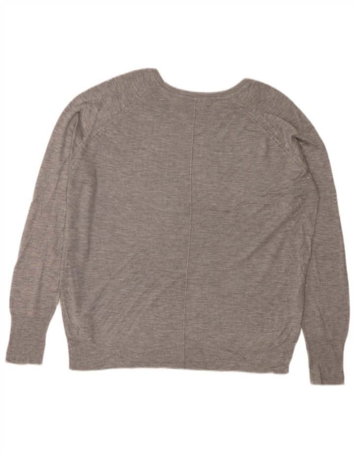 ZARA Womens Boat Neck Jumper Sweater UK 14 Medium Grey Flecked Viscose