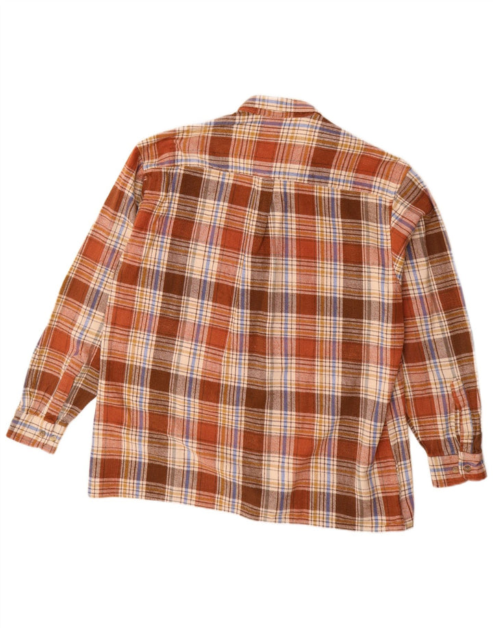 Cajun Mens Flannel Shirt Size 42 Large Brown Check Cotton