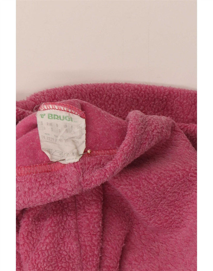 Brugi Mens Graphic Zip Neck Fleece Jumper Small Pink Polyester