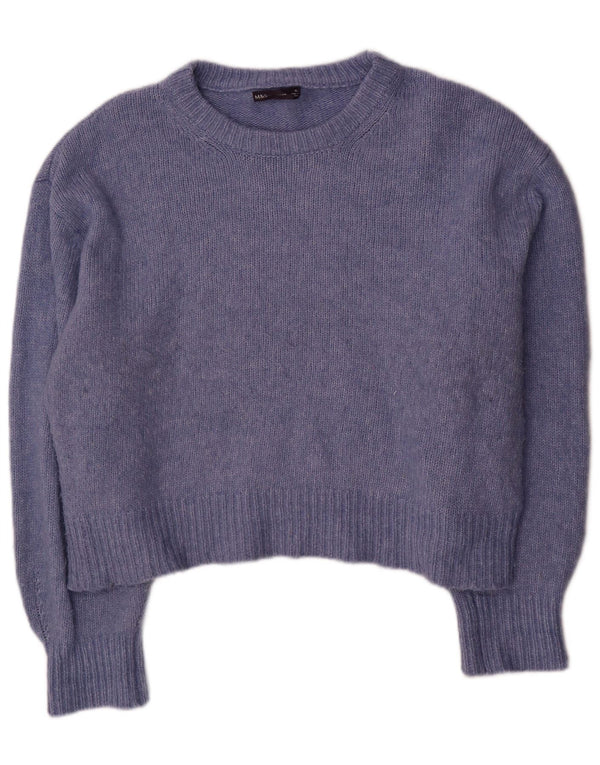 Marks & Spencer Womens Crop Boat Neck Jumper Sweater UK 18 XL Blue