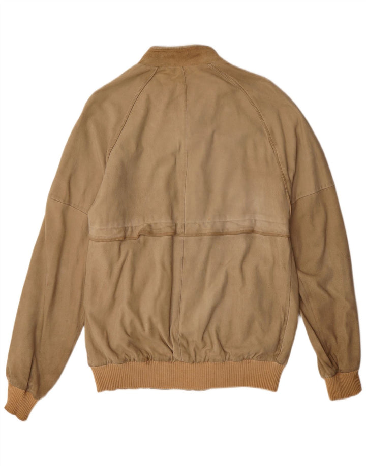 Vintage Mens Suede Bomber Jacket IT 52 XL Brown Cotton