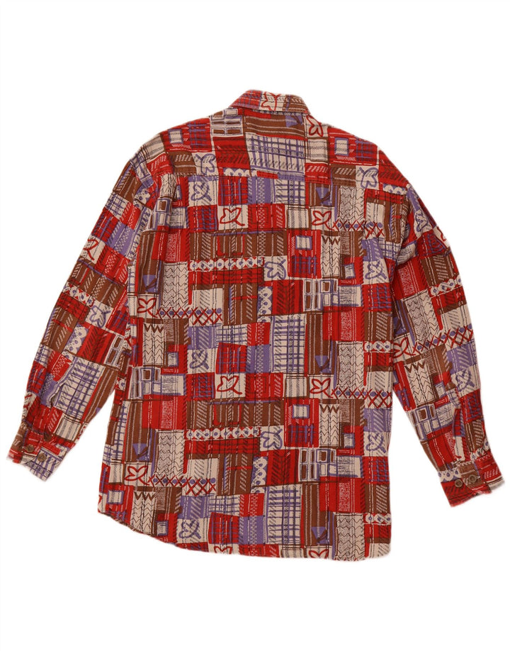Angelo Litrico Mens Corduroy Shirt Size 37/38 Small Red Patchwork Cotton