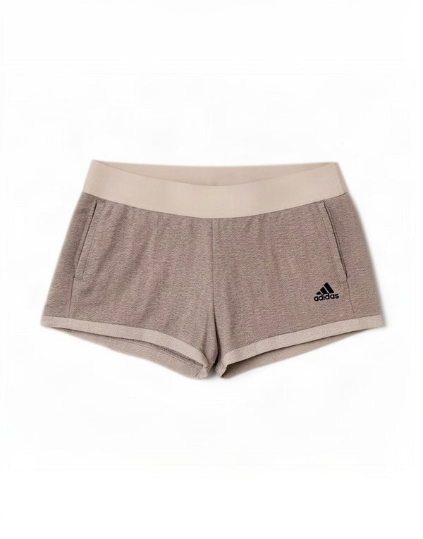 Adidas Womens Graphic Sport Shorts UK 16/18 Large Grey Colourblock Cotton