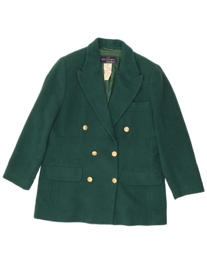 Les Copains Womens Double Breasted Blazer Jacket IT 48 XL Green Wool