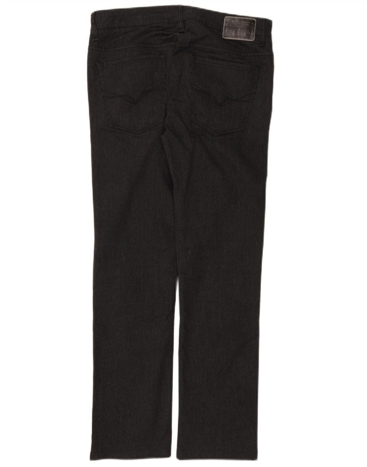 GUESS Mens Straight Casual Trousers W32 L30 Black Pinstripe Cotton