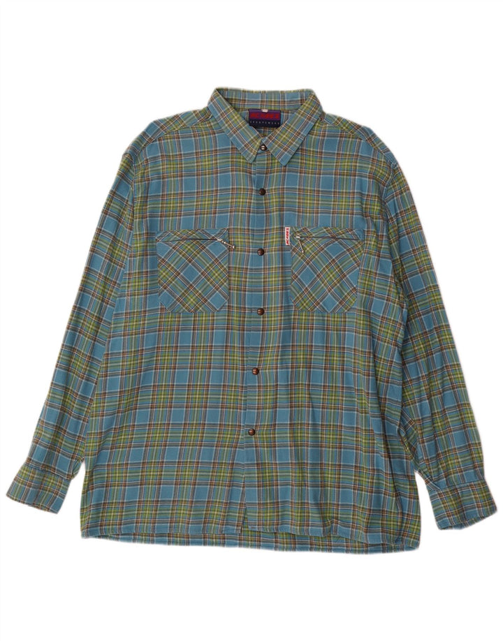 MC Kee's Mens Flannel Shirt Large Blue Check Cotton