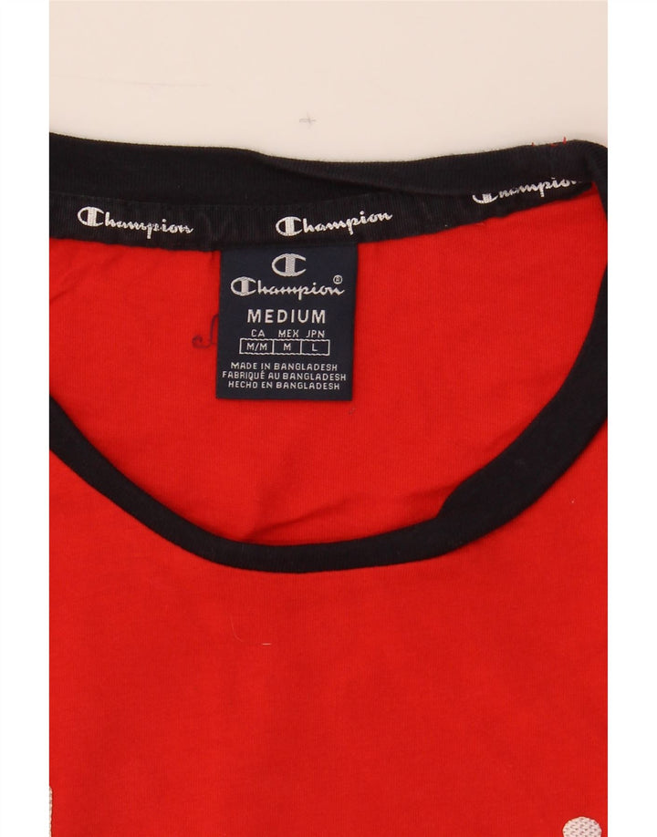 CHAMPION Mens Graphic T-Shirt Top Medium Red Colourblock Vintage Champion and Second-Hand Champion from Messina Hembry 