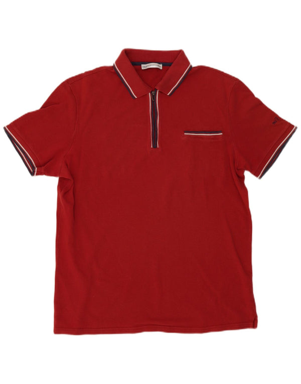 Trussardi Mens Polo Shirt 2XL Red Striped