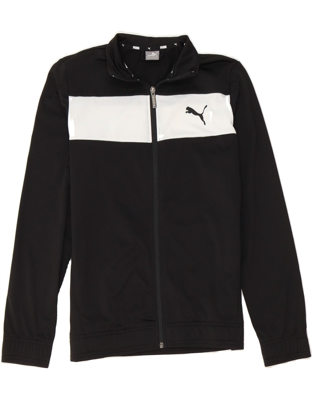 PUMA Boys Tracksuit Top Jacket 13-14 Years XL Black Colourblock Polyester Vintage Puma and Second-Hand Puma from Messina Hembry 