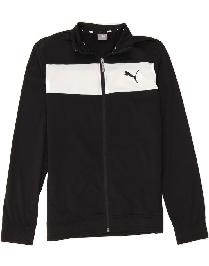 PUMA Boys Tracksuit Top Jacket 13-14 Years XL Black Colourblock Polyester Vintage Puma and Second-Hand Puma from Messina Hembry 