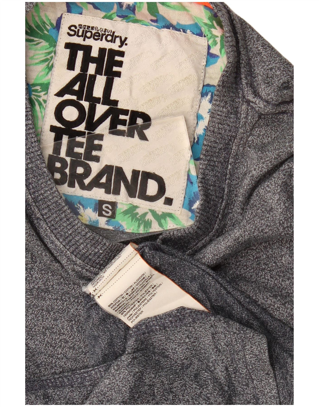 Superdry Mens T-Shirt Top Small Grey Flecked Cotton