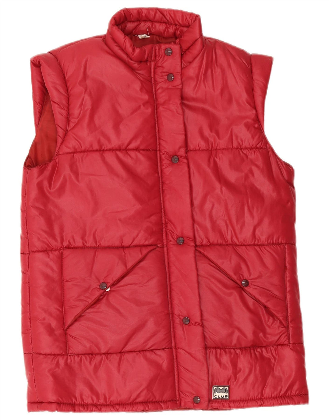 Vintage Womens Padded Gilet IT 46 Large Red Polyamide