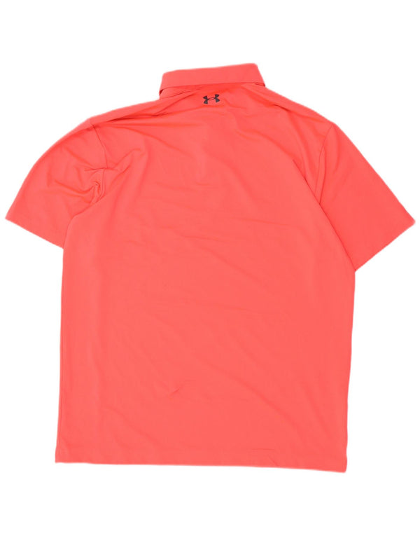 UNDER ARMOUR Mens Polo Shirt Large Pink Polyester