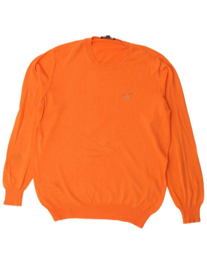 Henry Cottons Mens Crew Neck Jumper Sweater Medium Orange Cotton