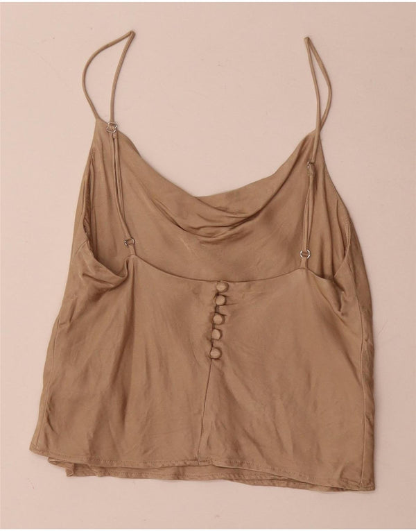 Zara Womens Cami Top UK 10 Small Beige Viscose