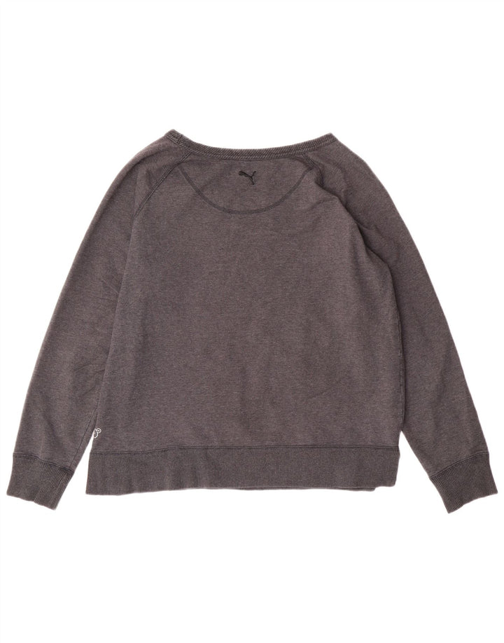 Puma Womens Crop Graphic Sweatshirt Jumper UK 16 Large Grey