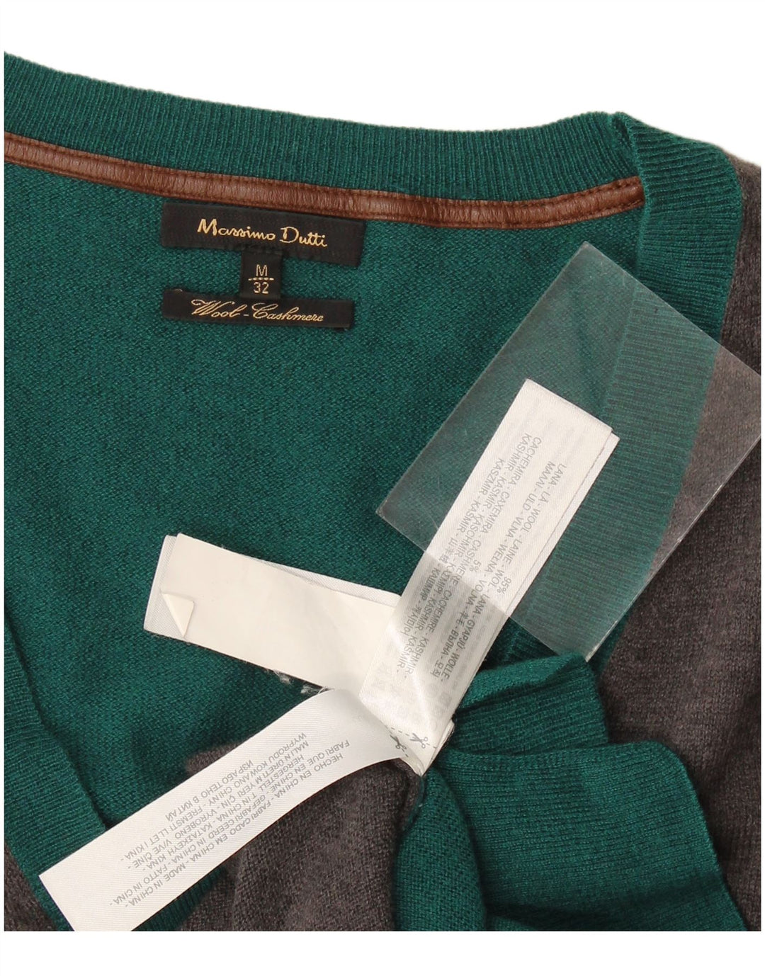Massimo Dutti Womens Cardigan Sweater UK 14 Medium Green Colourblock Wool
