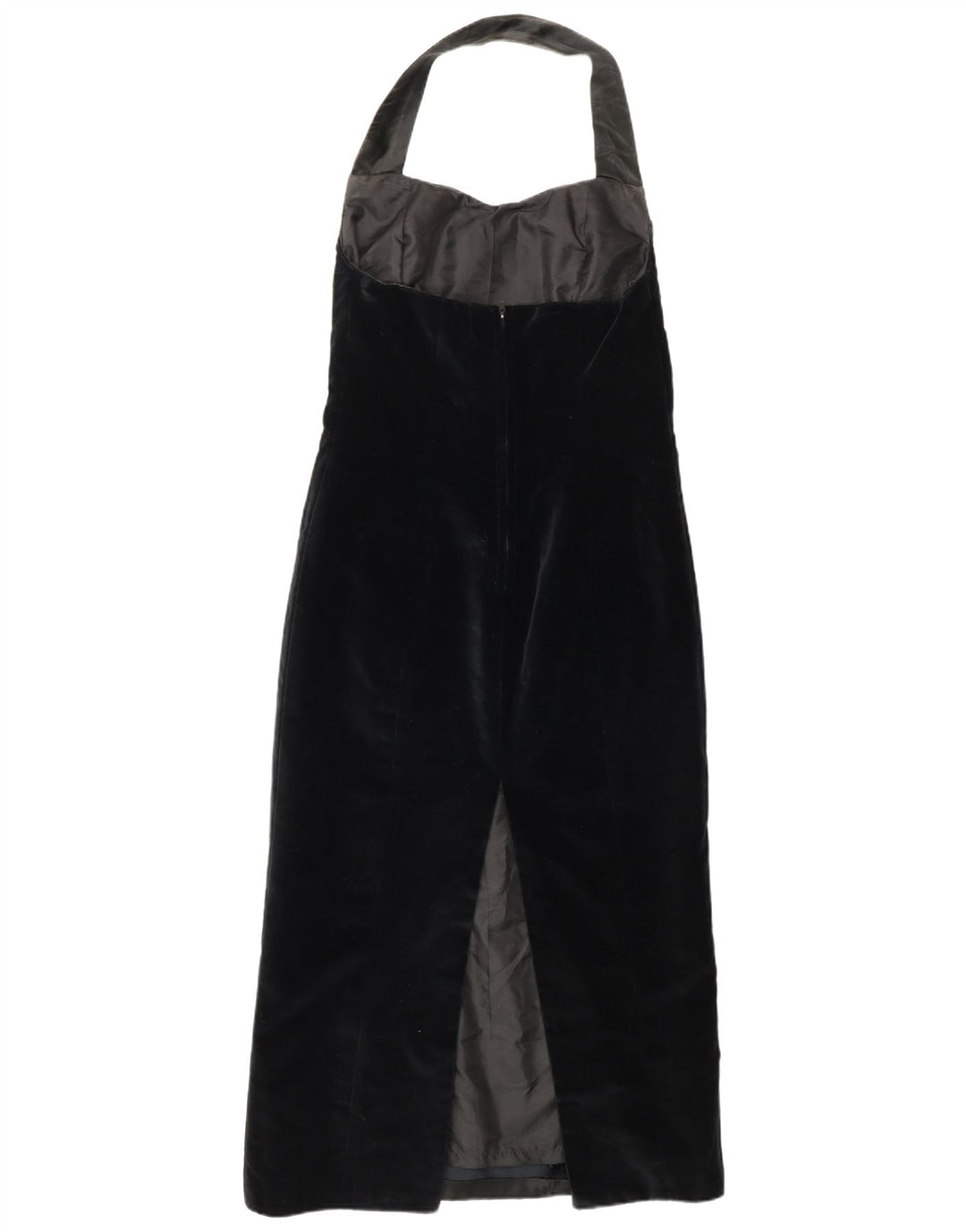 VINTAGE Womens Velvet Halter Dress UK 10 Small Black
